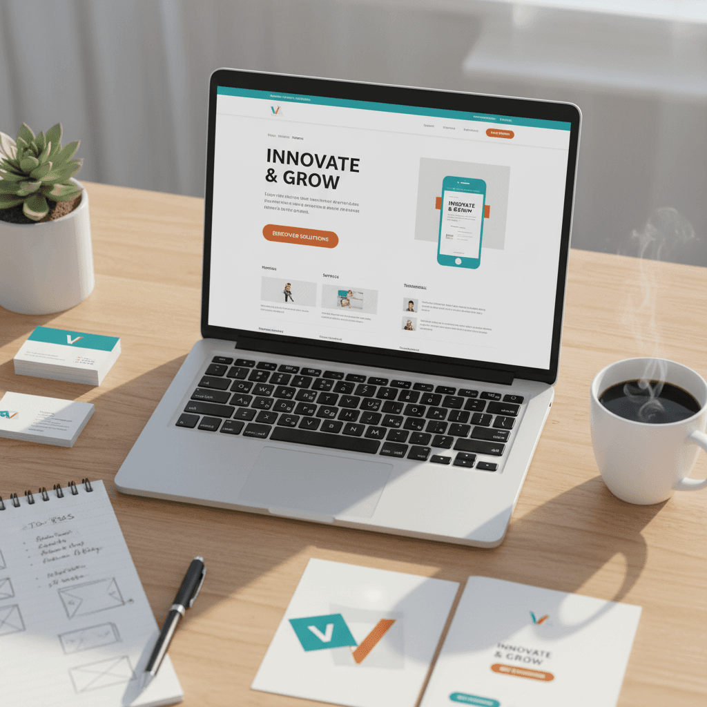 Modern website design displayed on a small business owner's laptop